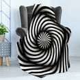 thumbnail image 4 of Spires Soft Flannel Fleece Throw Blanket, Minimalist Hypnotic Vortex Curve in a Twisted Geometric Progression Themed Print, Cozy Plush for Indoor and Outdoor Use, 50" x 70", Black White, by Ambesonne, 4 of 5