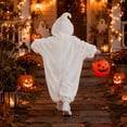 thumbnail image 5 of REDARER Kids Cute Ghost Hood Onesie Full Zip with Pockets for Trick or Treat Halloween Party Cosplay Casual Loungewear Pajama Outfit,8-9 Years, 5 of 9