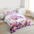 thumbnail image 3 of Homewish Cartoon Castle Bedding Comforter Set,Rustic Flower Floral Twin Comforter Sets,Pink Purple Bedding Set For Girl,Luxury Bedroom Decor Reversible,2-Piece, 3 of 8