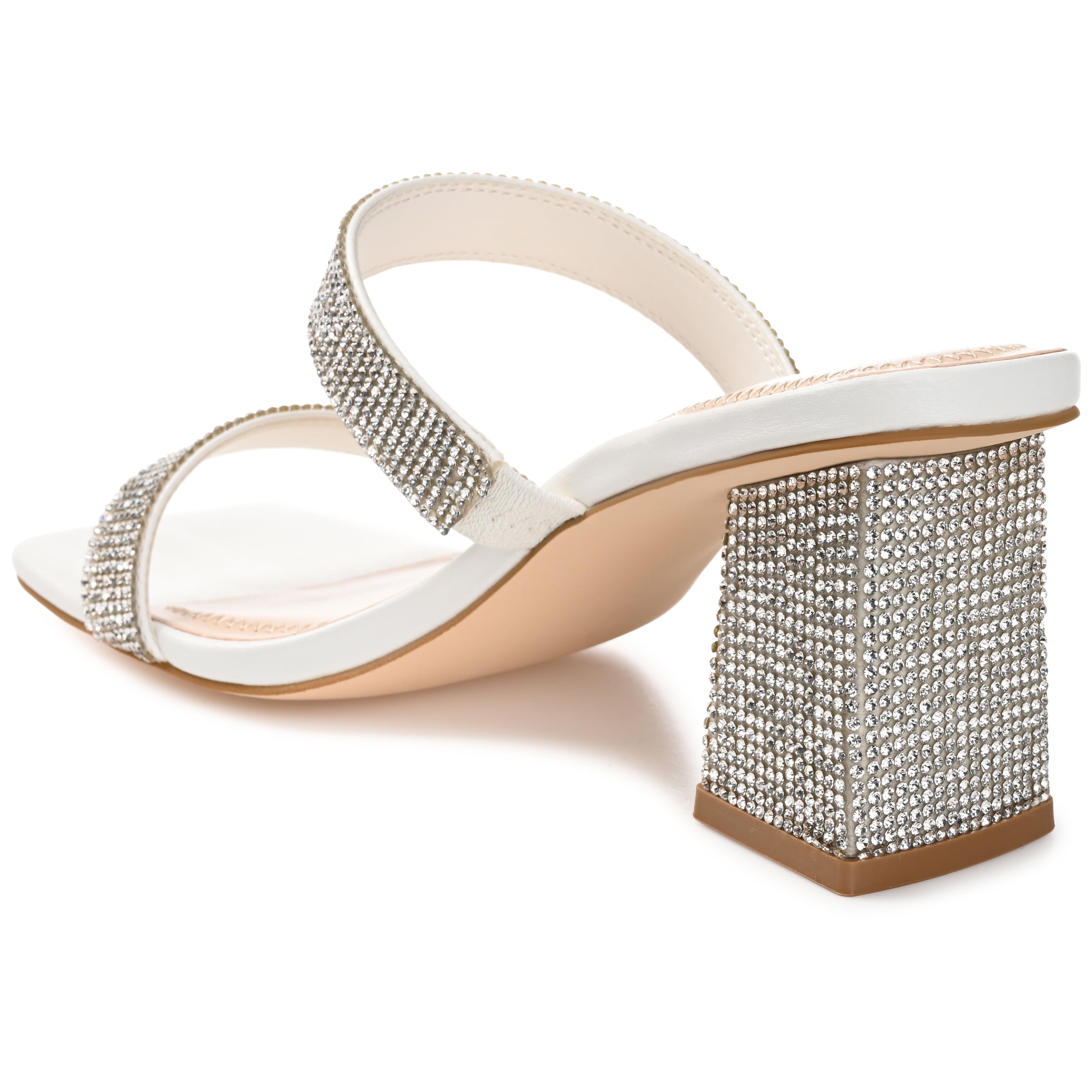 Journee Womens Shandee Rhinestone Detail Block Heel Evening Dress Sandals