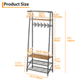thumbnail image 2 of CazToi 4-in-1 Multifunctional Coat Rack Shoe Bench with Storage Hall Tree Entryway Organizer 5 Hooks, 2 of 7