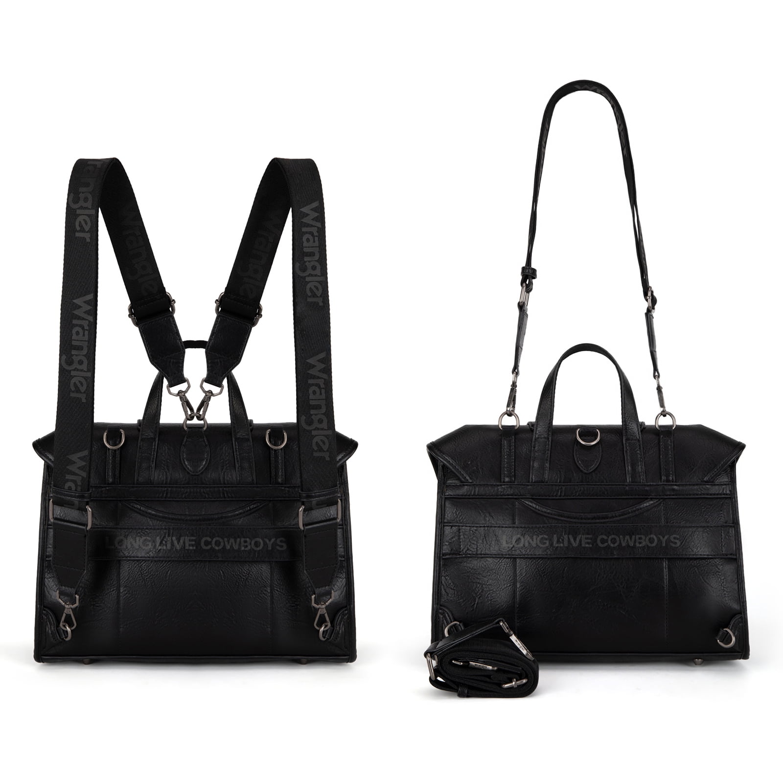 Wrangler Backpack Purse for Women Vegan Leather Fashion Anti Theft Convertible Backpack with Adjustable Strap, Black