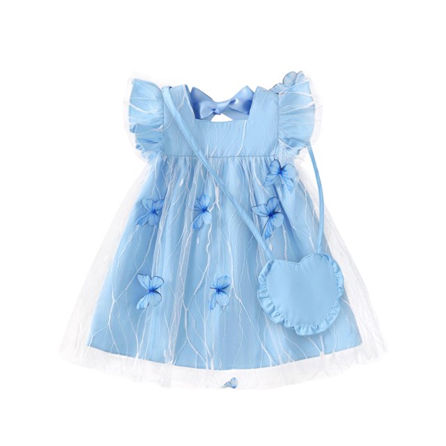 Vestido Kucnuzki 3T-4T, traje azul con tutú para verano