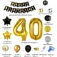 thumbnail image 2 of Decoraciones de 40 cumpleaños para hombres y mujeres, kit de decoración de fiesta en negro y dorado, pancarta de feliz cumpleaños, globos negros y dorados, globos de confeti, remolinos, 2 of 5