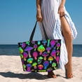 thumbnail image 3 of Wukai Bright Mushrooms Print Zipper Bag,large Beach Tote Bag,Waterproof Sandproof Bag,Grocery and Picnic Tote Travel Bag, 3 of 5