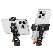 K&F CONCEPT Metal Phone Tripod Mount, Universal Smartphone Stand with 2 Cold Shoe Mount, Adjustable Cellphone Holder for Horizontal and Vertical Shooting, Compatible with Phones