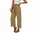 thumbnail image 6 of Tqcoqu Womens Casual Pants Loose High Waist Cropped Palazzo Beach Pants Summer Outfits 2026 Trendy,Khaki Women's S-XXL, 6 of 6