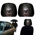 thumbnail image 4 of Halloween Fanged Snarling Monster Car Headrest Covers, 2‑Pack Creepy Sharp‑Teeth Beast Face Print Vehicle Seat Head Rest Protector for Car Interior Halloween Decor, 4 of 5