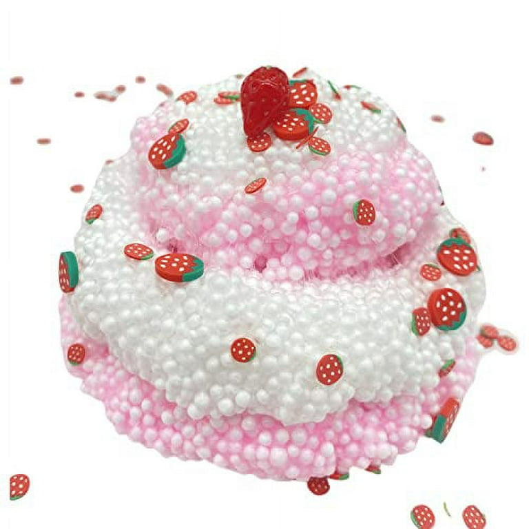FJAZUFSA Newest This Two-Toned Crunchy Slime kit ,with Strawberry and  Lovely Fruit Sprinkles Foam Ball Slime, for a Crunching Sound,Birthday  Gifts
