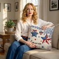 thumbnail image 5 of Patriotic 4th of July Pillow Covers 18 x 18 Blue Star Red Stripe Fourth July Decorative Throw Pillows Outdoor Farmhouse Pillowcases Memorial Day Cushion Case Sofa Couch Bed Decor (1pc), 5 of 7