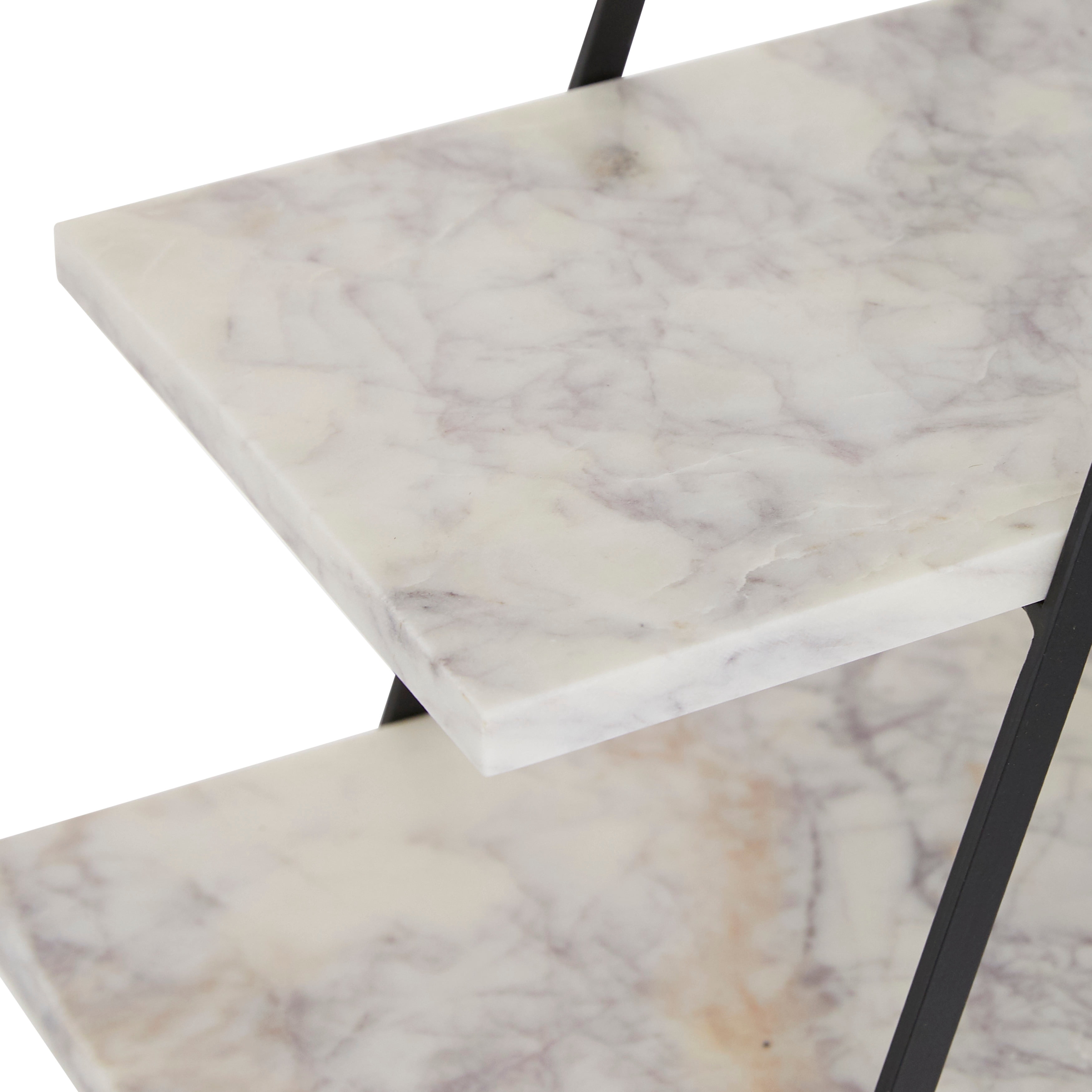 DecMode 20" x 23" White Marble 3 Tiered Server, 1-Piece
