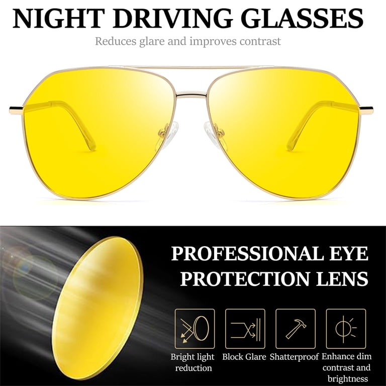 Kanastal Pilot Night Driving Glasses, Gold Metal Frame UV400 photo 2