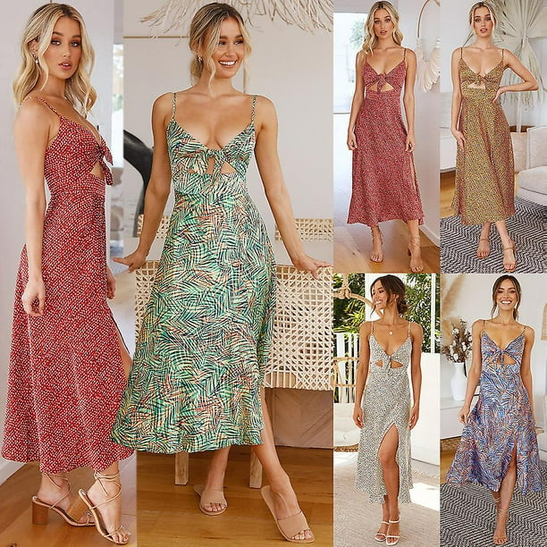 Women summer dress summer plus size women's clothes wholesale spring and  summer fashion slimming temperament slit dress 