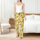 thumbnail image 4 of Balery Navy Blue Leaf Sunflower Pantalones de pijama para mujer, pijamas ultraligeros, pantalones de estar por casa-Medium, 4 of 6