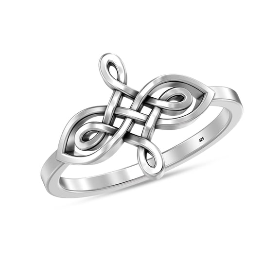LeCalla 925 Sterling Silver Celtic Knot Cross Heart Eternity Wedding Band Rings for Women Hypoallergenic Ring for Teens Size - 5