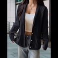 thumbnail image 4 of Cárdigan de Punto Grueso de Gran Tamaño para Mujer, Suéter de Larga con Abertura Frontal, Ropa de Abrigo para Otoño e Invierno Azul Oscuro L, 4 of 8