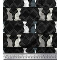 thumbnail image 1 of Soimoi Black Cotton Cambric Fabric Quatrefoil Cat Animal Print Fabric by Yard 42 Inch Wide, 1 of 3
