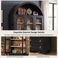 thumbnail image 6 of DTTRA 72.8" Tall Arched Kitchen Pantry Cabinet with 3 Glass Doors and 4 Drawers, Black, 6 of 8