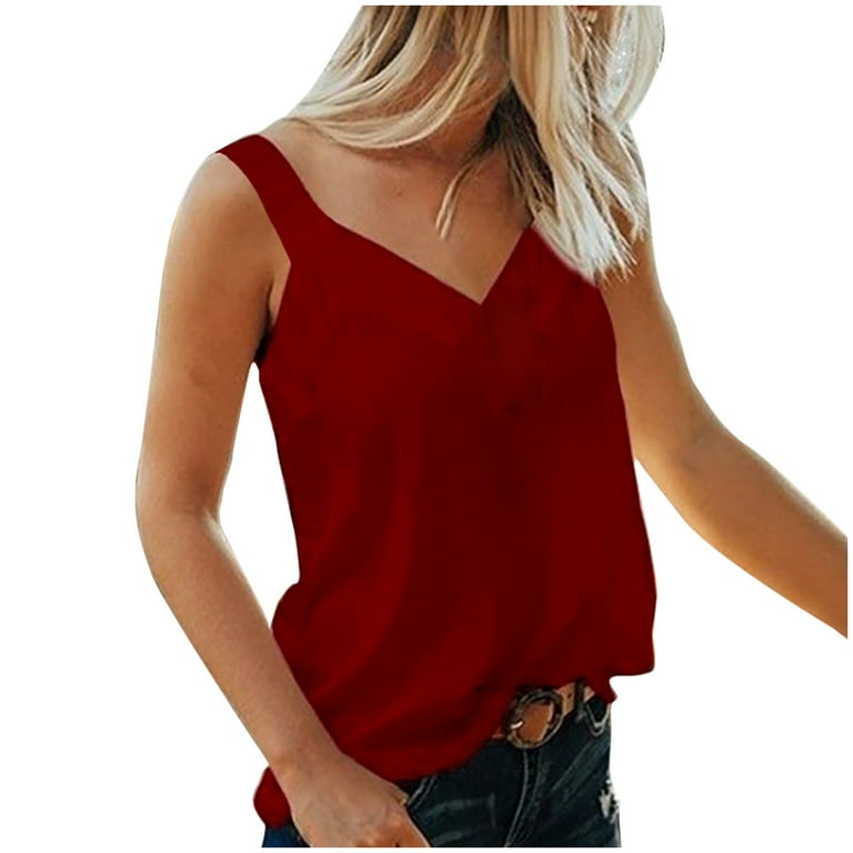 Idoravan Tank Tops for Women Clearance Women Fashion Summer Sexy Sleeveless  Solid Color Light Loose Ventilation T-Shirt