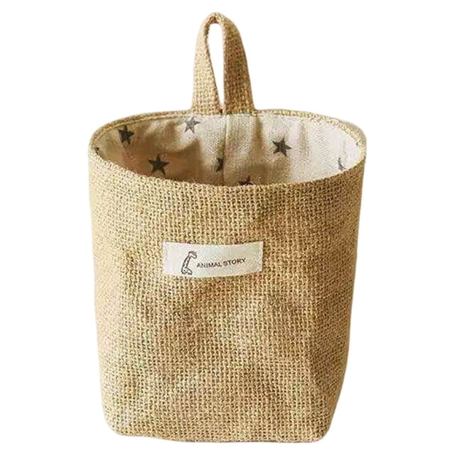 Bearachild Cesta de almacenamiento para colgar en la cocina del hogar, organizador de bolsillos de yute, juguetes, artículos cosméticos, bolsas, Almacenamiento y organización del hogar estrella gris