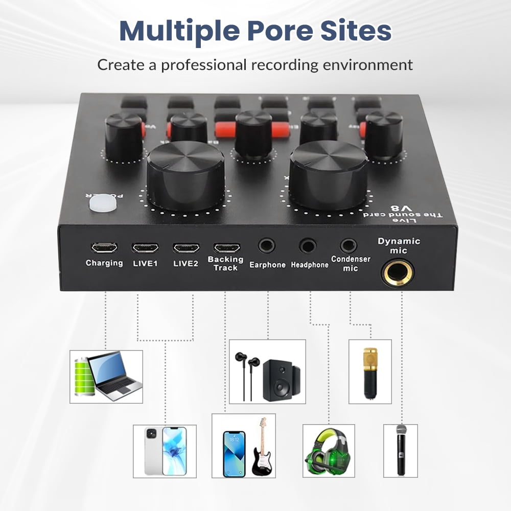 Podcast Microphone Equipment Bundle, Bm-800 Condenser Microphone with Voice Changer And V8 Sound Card, Streaming Podcasting , Complete Podcast Music Recording Equipment