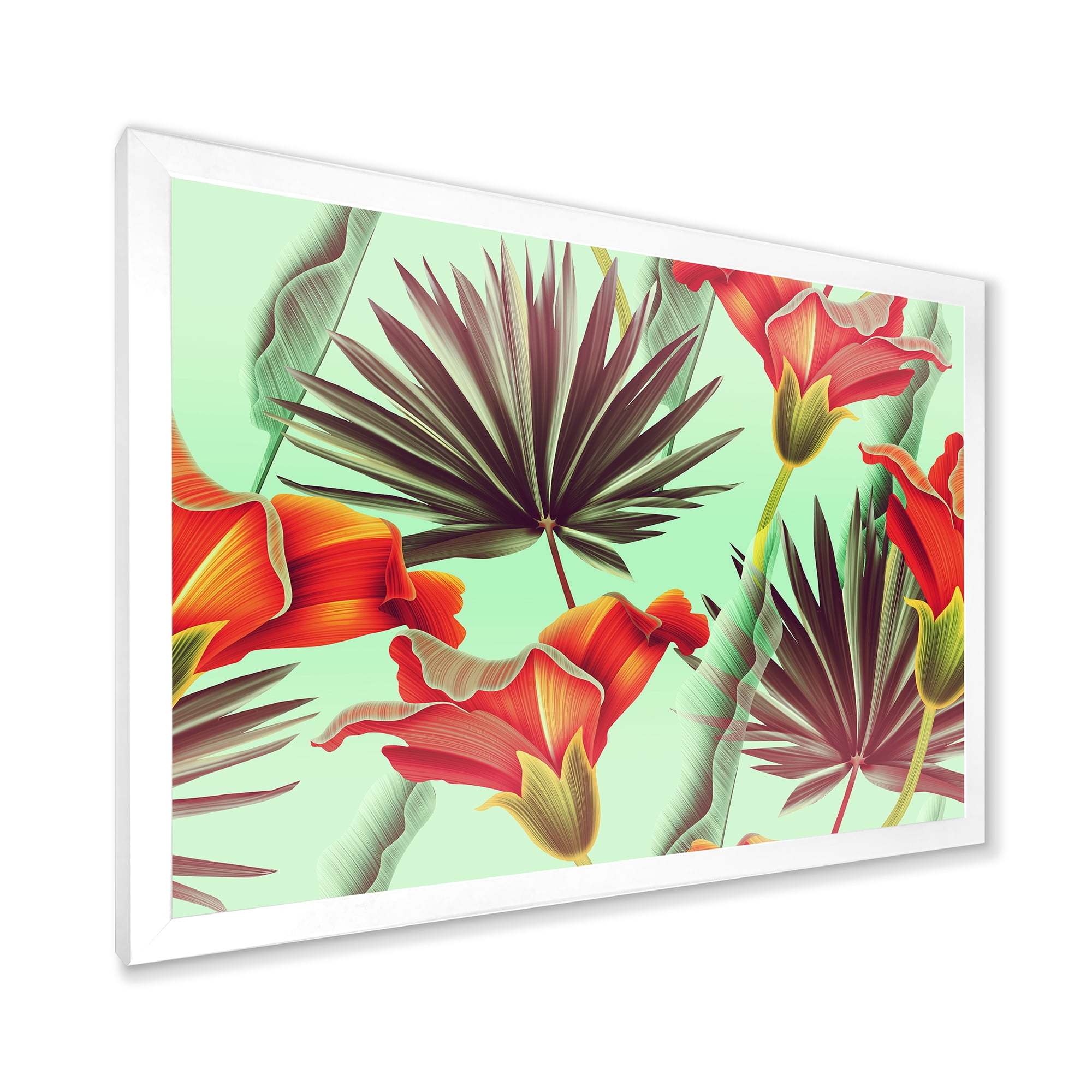 Designart 'VIntage Tropical Flowers VII' Traditional Framed Art Print