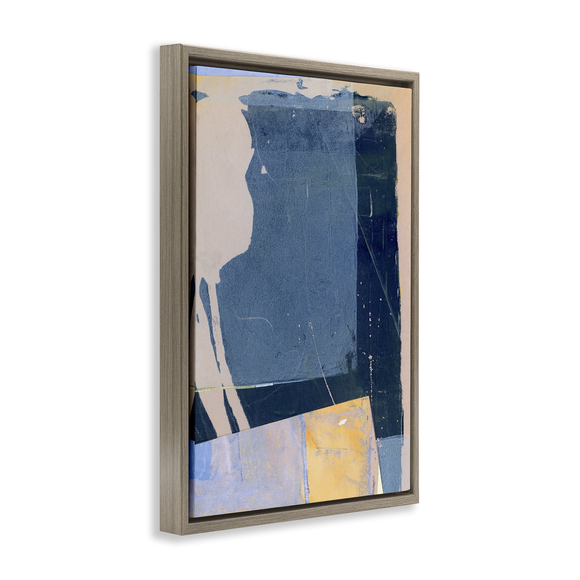 Stupell Industries Linear Distressed Shapes Abstract Painting Brown Floater Framed Canvas Art Print Wall Art, 21 x 31