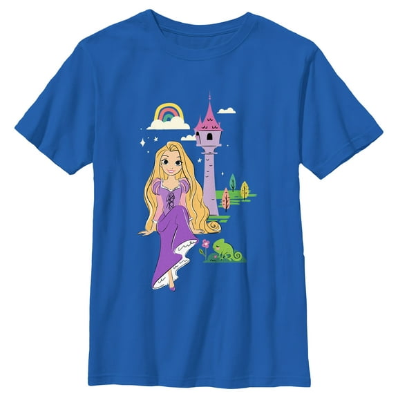 Boy's Tangled Cartoon Rapunzel Graphic Tee Royal Blue Small