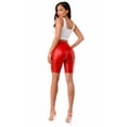 thumbnail image 2 of FashionStream Metallic PU Leather Mid-Rise Casual Shorts, Women's, 2 of 4