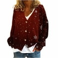 thumbnail image 3 of Horkkom Cardigan for Women Christmas Snowflakes Print Fleece Cardigans Holiday Button Down Soft Jacket M, 3 of 6