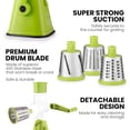 thumbnail image 2 of Zulay Kitchen Rotary Cheese Grater Cheese Shredder 3 Replaceable Stainless Steel Blades - Light Green, 2 of 8
