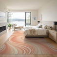 thumbnail image 3 of ODIKA 9'x12' Washable Area Rug Non-Shedding, Easy Care Swirling Wave Ombre Abstract Flow Pastel Ripple Peach Gradient Refined for Master Suite, California King, Under Bed, 3 of 7