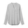 thumbnail image 3 of Dvprdro Womens V Neck Long Sleeve Button Down Shirts Cotton Solid Blouses Casual Loose Tops, 3 of 6