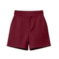 thumbnail image 6 of Cagogo Women's High Waisted Shorts with Pockets Solid Casual Regular Fit Summer Shorts Beach Lounge Trousers Fashion Clothes, Wine XL, 6 of 6