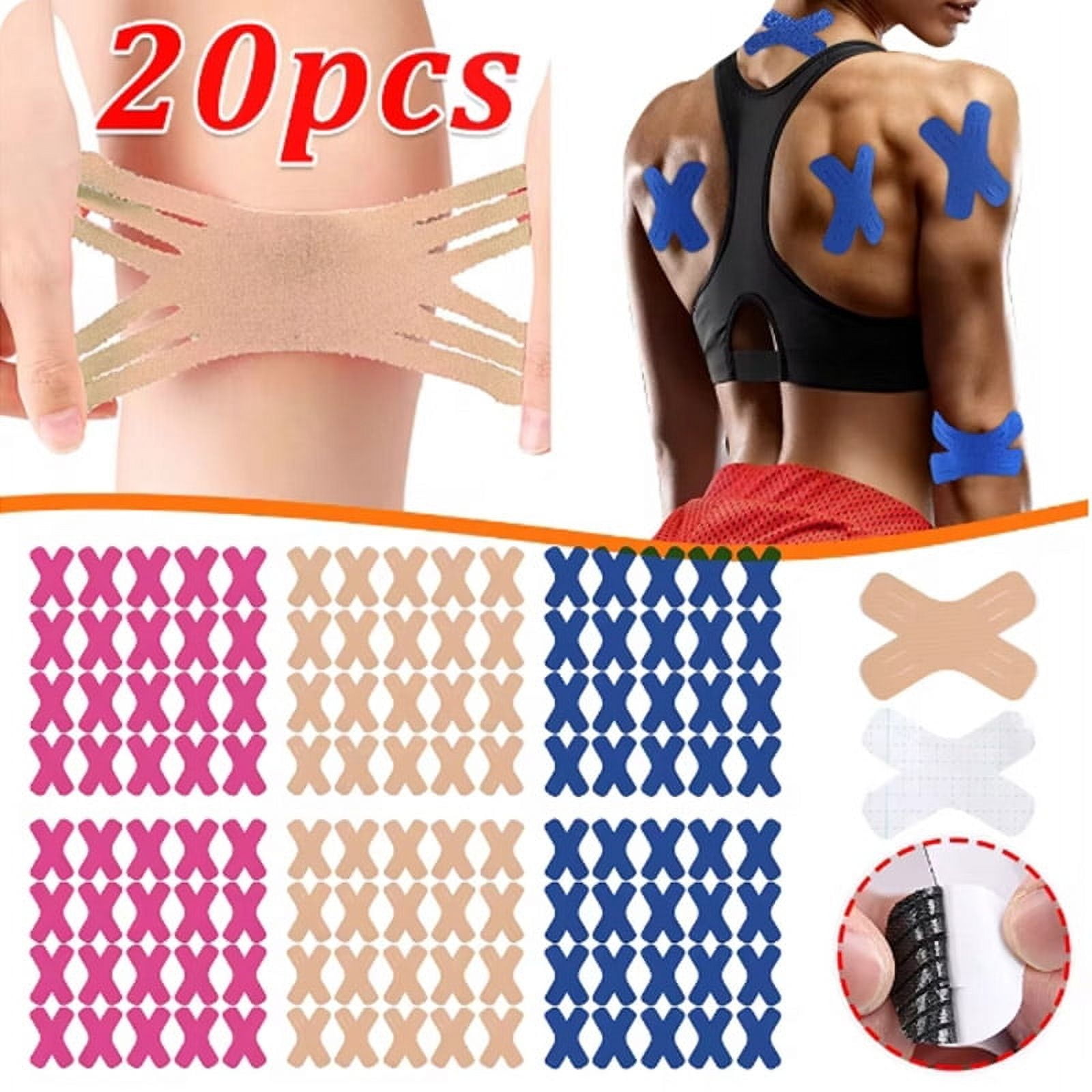 20pcs Kinesiology Tape Elastic Therapeutic Sports Tapes for Knee Shoulder and Elbow, Waterproof Athletic Physio Muscles Strips