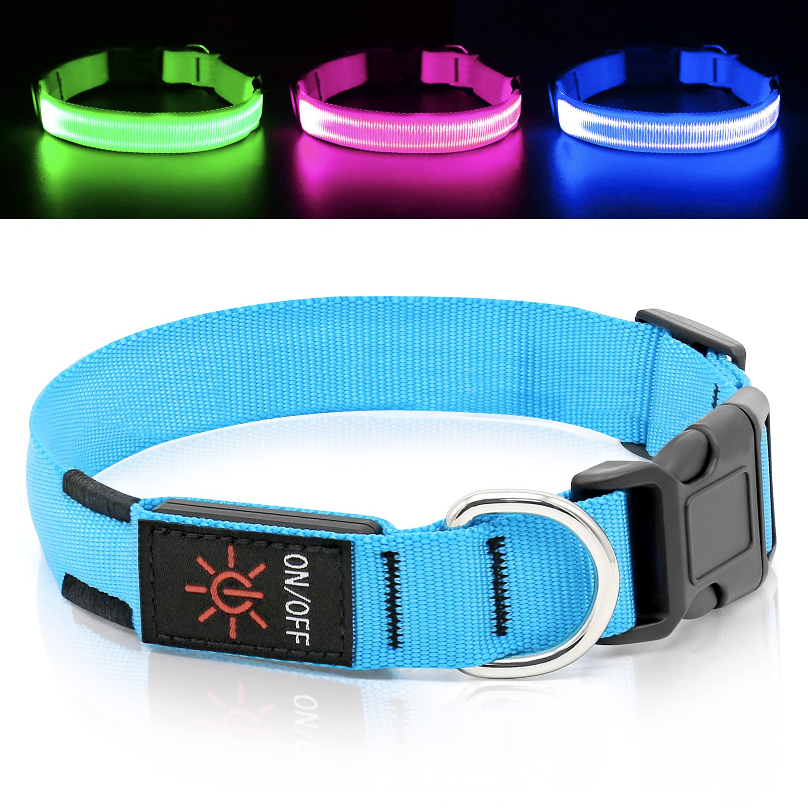 Bpawser LED Dog Collar Light Up Dog Collars USB Rechargeable