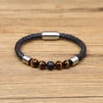 thumbnail image 3 of COAI Magnetic Clasp Leather Bracelet with Black Matte Onyx and Brown Tiger Eye, 3 of 5