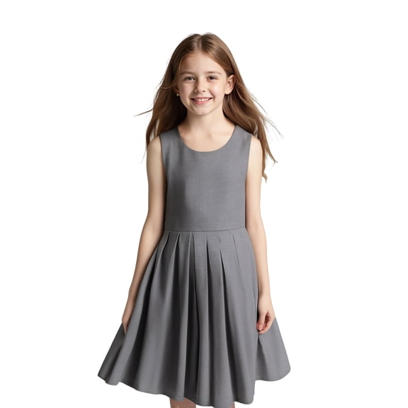 School Uniform Dresses for Girls Knee Length Sleeveless Grey Girls Uniform Jumper Girls Uniform 9-10 Years