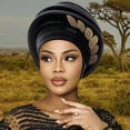 thumbnail image 2 of Slccxzc Women's Spiral Turban Cap, Beaded Leaf Pre Tied Head Wrap, 2 of 7