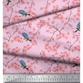thumbnail image 3 of Soimoi Crepe Silk Fabric Floral & Blue Tit Bird Printed Craft Fabric by The Yard 42 Inch Wide, 3 of 3