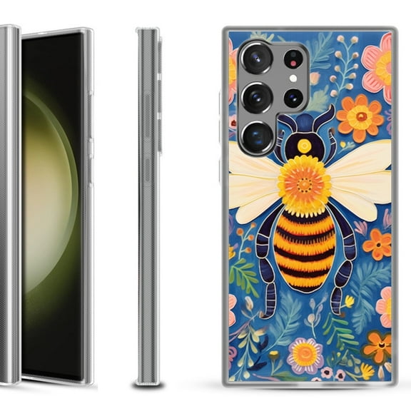 Slim-Fit Fashion Phone Case for Samsung Galaxy S23 Ultra, by OneToughShield ® - Bee Flower