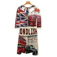 thumbnail image 6 of London Icons Collage-2 Flare Dress Square Neck Dress Elegant Female Fashion Printed Dress, 6 of 9