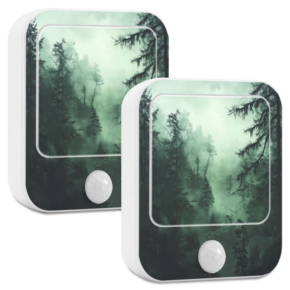 Yayeee LED Night Lights with Motion Detectors Auto Dusk to Dawn Light Sensors, 2 Pack, Green Forest