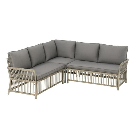 Better Homes & Gardens Belfair 3-Piece Outdoor Wicker Sectional Set with Gray Cushions