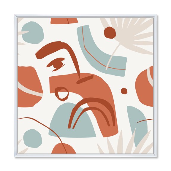 Designart 'Tropical Palm Leaves With Geometrical Shapes' Modern Framed Canvas Wall Art Print