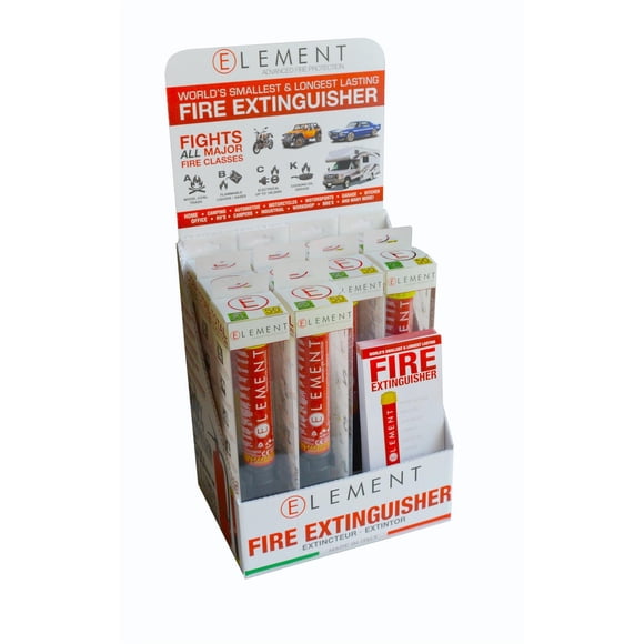 Element Fire Extinguishers Point Of Purchase Display 50050 E50 Extinguisher Display; With Ten E50 Portable Fire Extinguisher/Brochure Holder/Brochures