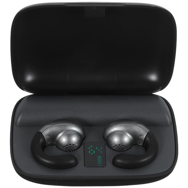 EeaseMX Auriculares inalámbricos de conducción ósea con gancho para la oreja, manos libres, deportivos y con base de carga (negros)