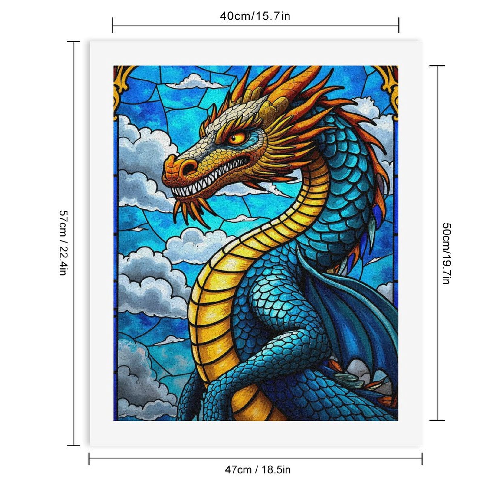 Paint By Numbers Kit for Adults Beginner - Stained Glass Dragon Fantasy Art DIY Canvas Painting Kits for Adults, Frameless Paint By Number for Adults for Home Wall Decor 16x20 Inch