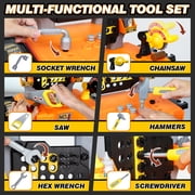 Kids Tool Bench with Construction Vehicle, Realistic Toy Tools Sets with Wrenches, Screwdrivers, Gear Table and Storage, Toddler Tool Bench Learning Gift for Boys Age 2 3 4 5