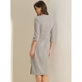 thumbnail image 4 of DARING DIVA Elegant Boat Neck 3/4 Sleeves Midi Split Sheath Dress XL Grey, 4 of 6